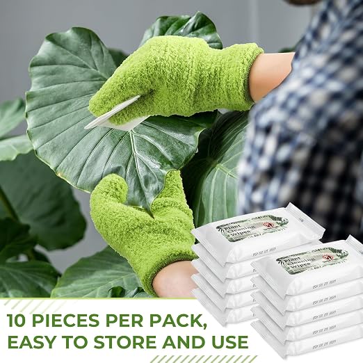 Nuanchu 8 Pack Plants Cleaning Wipes and 1 Pair Microfiber Dusting Gloves Based - Image 6