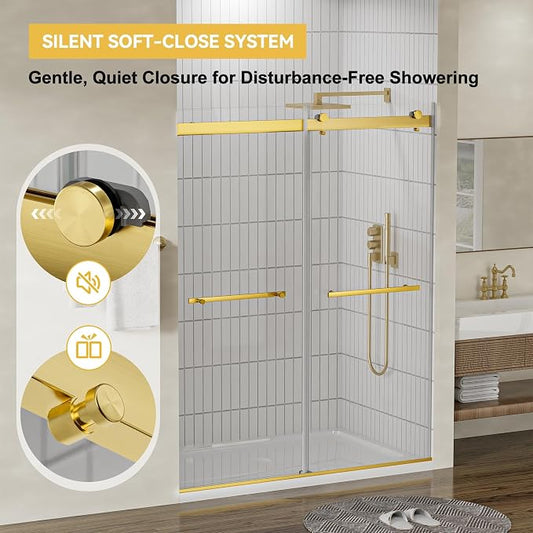 56"-60" W x 75" H Frameless Shower Door, Double Sliding Shower Door, 5/16" - Image 2