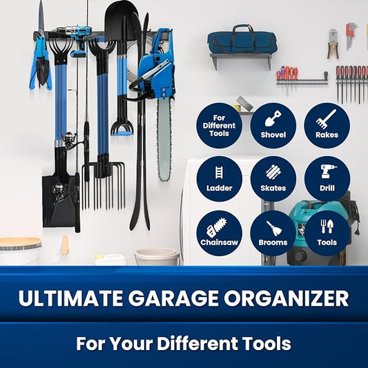 64'' All-Metal Garage Tool Organizer Wall Mount – Heavy-Duty Tool Rack Holds - Image 2