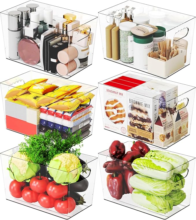 6 Pack Plastic Clear Bins for Organizing- - Image 9