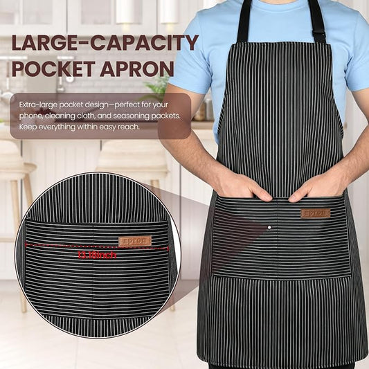 Serrenf 2 Pack Apron, Cooking Kitchen Aprons, Adjustable Bib Apron - Image 2