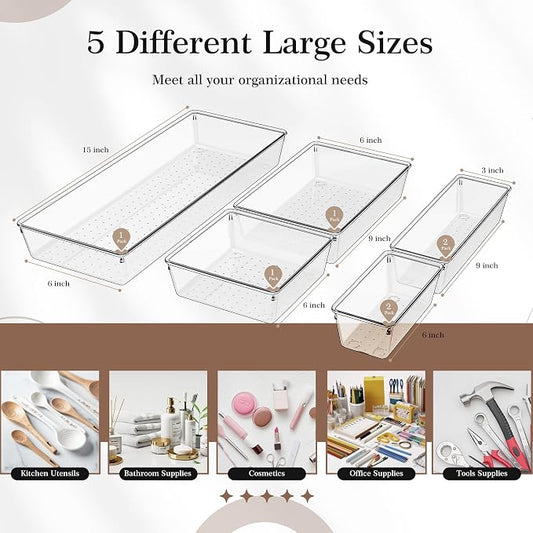 Criusia Clear Drawer Organizer 7 PCS - Image 2