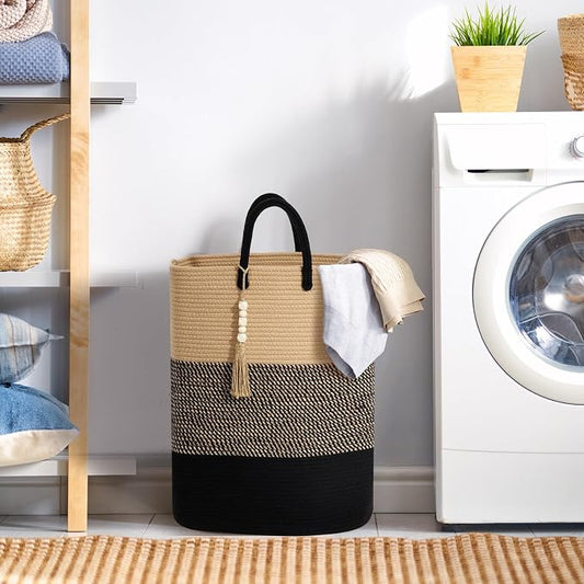 Woven Laundry Basket for Clothes, 65L Large Rectangle Laundry Hampers - Image 2