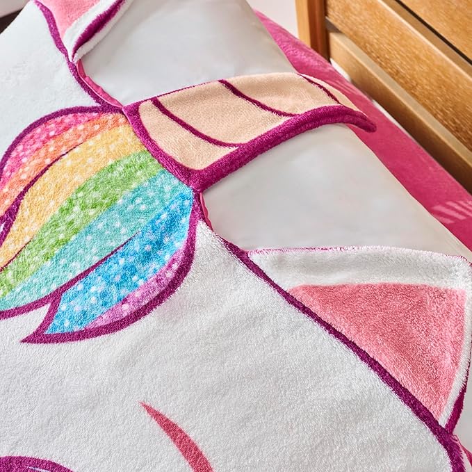 Bleacher Creatures ZippySack Twin Bed Zip-Up Bedding – Super Soft Fleece Fitted Blanket with Side Pocket & Durable Zipper – Easy Bed-Making for Kids (Unicorn)