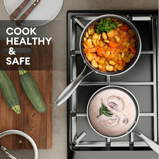 COOKER KING 1.5 Quart Stainless Steel Saucepan, Nonstick Sauce Pan, Ceramic - Image 2
