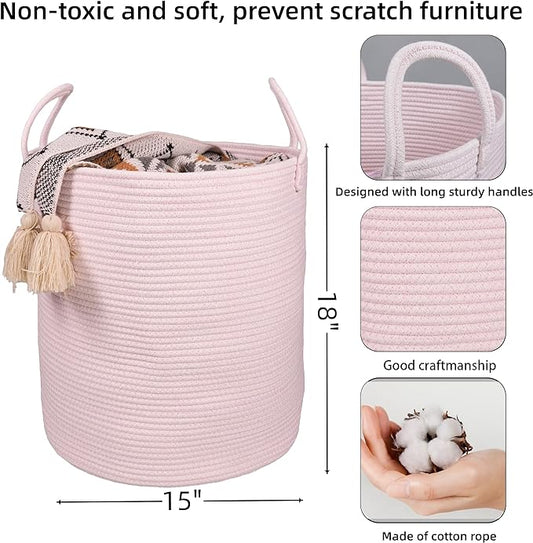 Cotton Rope Laundry Basket Hamper - Image 2