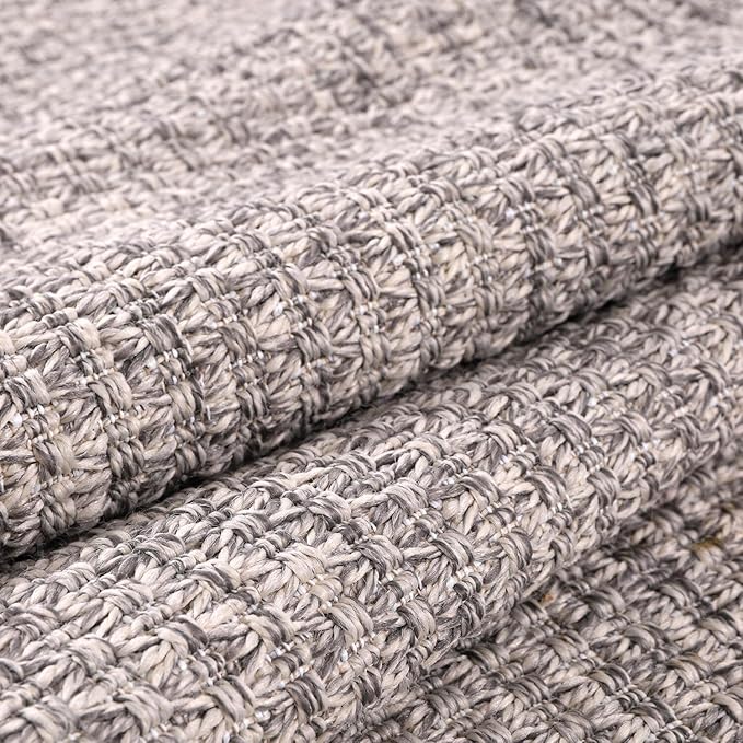 Easy Jute Rug 4x6 Indoor Outdoor Natural Rugs Solid Fiber Rug Woven Area Rug Boho Easy Clean Inside Carpet for Living Room Bedroom Dining Room Hallway or Outdoor Patio Porch (4 X 6 Silver)