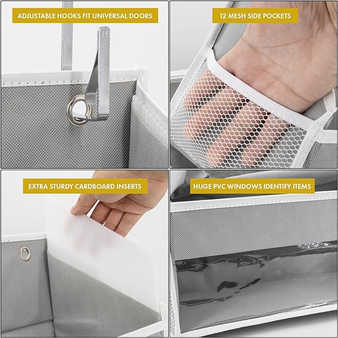 HOMELUX THEORY 1 PC Heavy Duty Over the Door Organizer 55x14x6.7, 6 Large Front - Image 9