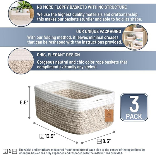 NaturalCozy 13.5”x8.5”x5.5” Storage Baskets - Image 2