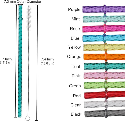Dakoufish 7 Inch Reusable Clear Plastic Swirl Drinking Straws - Image 2