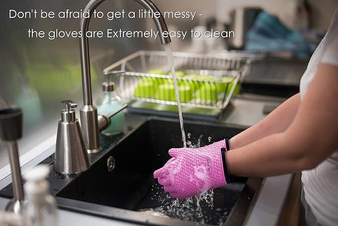 KITCHEN PERFECTION Silicone Smoker Oven Gloves -Extreme Heat Resistant BBQ - Image 6