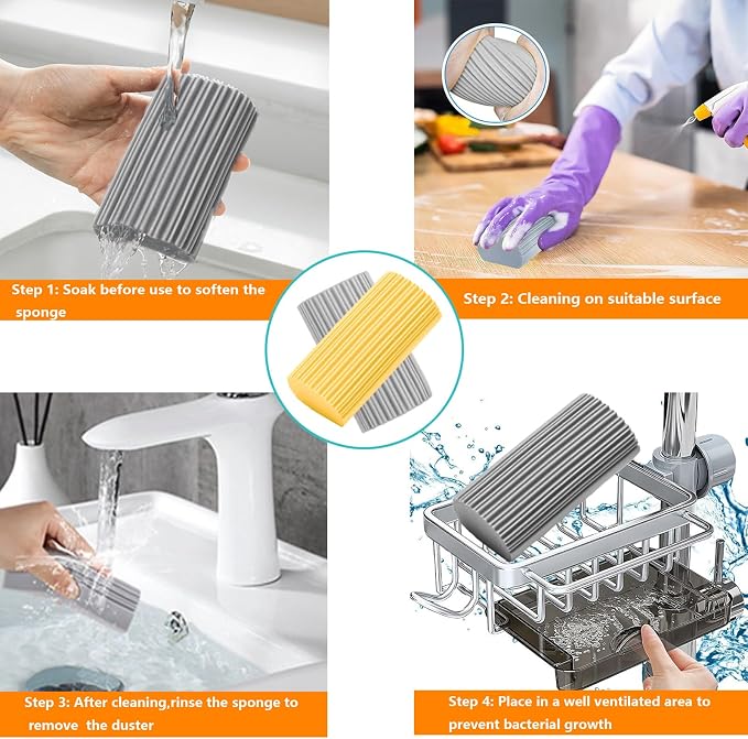 6 Pack Damp Clean Duster Sponge, Dusting Sponge Duster - Image 6