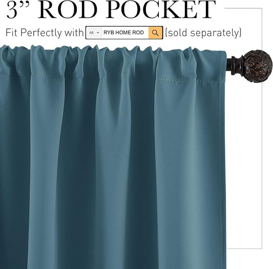 RYB HOME Blue Blackout Curtains - Image 2