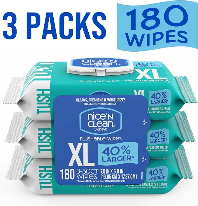 Nice 'N CLEAN Extra Large Flushable Wipes | 40% Larger Wipes | 6.8" x 7.5" - Image 10