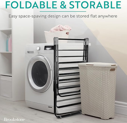Brookstone 2 Tier Folding Rack – Indoor/Outdoor Collapsible Clothes Dryer Stand - Image 2