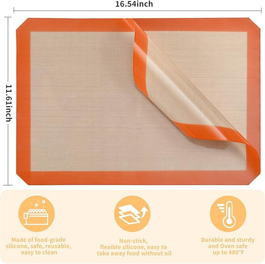 Luckyiren 2-Pack Silicone Baking Mats – Non-Stick Reusable BPA-Free Oven Liners - Image 2