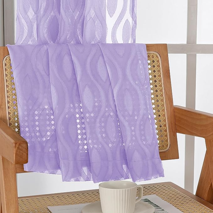 Aiyufeng Lavender Sheer Curtains Tiers 36 Inch Length, Light Filtering Soft - Image 7