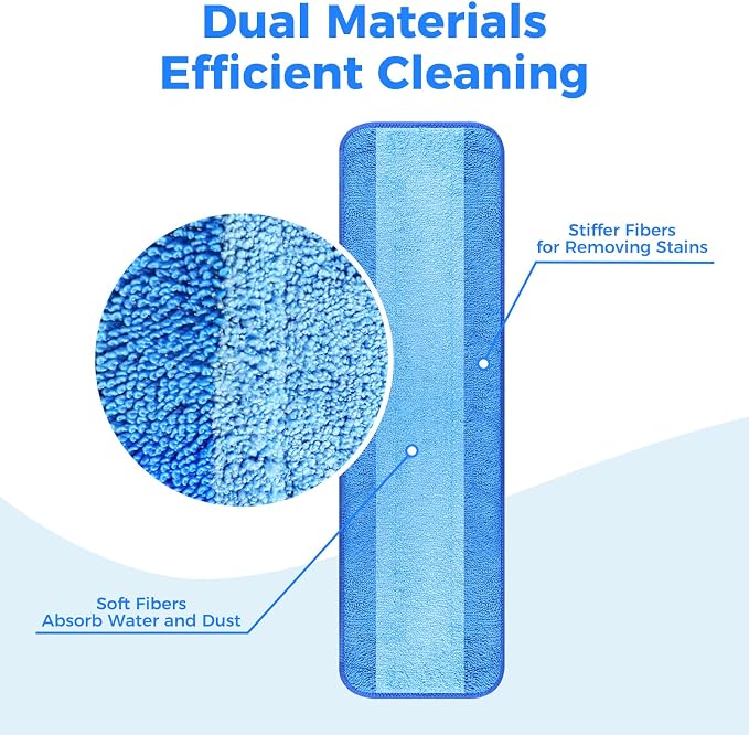 8-Pack Microfiber Cleaning Pads, 18-Inch Microfiber Mop Pads Compatible - Image 5