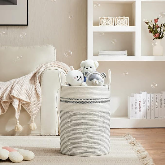 VIPOSCO Large Laundry Hamper, Tall Woven Rope Storage Basket - Image 2