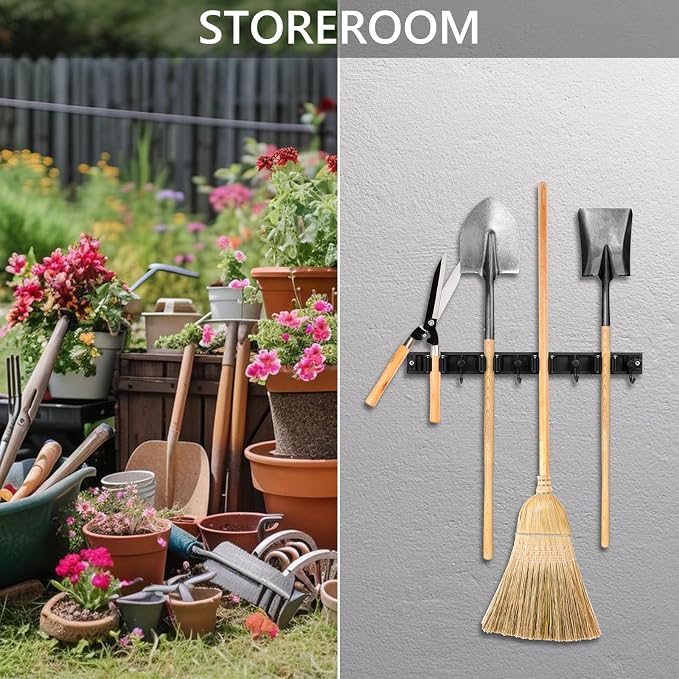 YA MI Mop holder, broom holder, stainless steel wall hanging tool storage device - Image 7