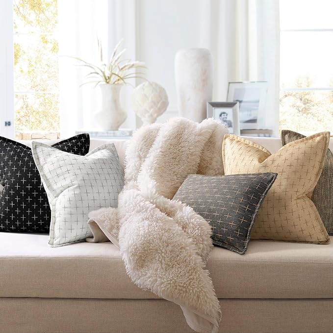 ZWJD Pillow Covers 26x26 Set of 2 Soft Polyester Textured Pillow Covers - Image 6