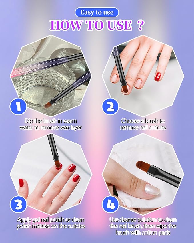 for OPI Nail Polish Remover Brush, Round/Angled/flat Acetone Resistant Gel - Image 7