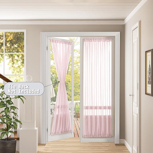 Tollpiz Sheer Door Curtain Closet Linen Textured Curtains Sheer Doorway Light - Image 2