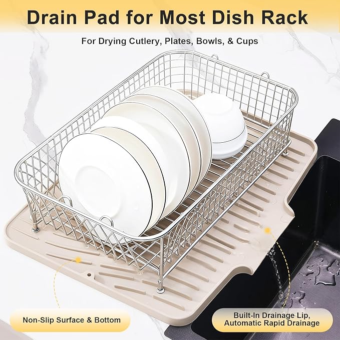 Silicone Dish Drying Mat for Kitchen Counter, Non-Slip Dish Drying Pad - Image 6