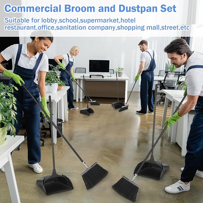 Yungyan 6 Set Broom with Dustpan Combo Set with 54 Inch Long Handle Commercial - Image 7