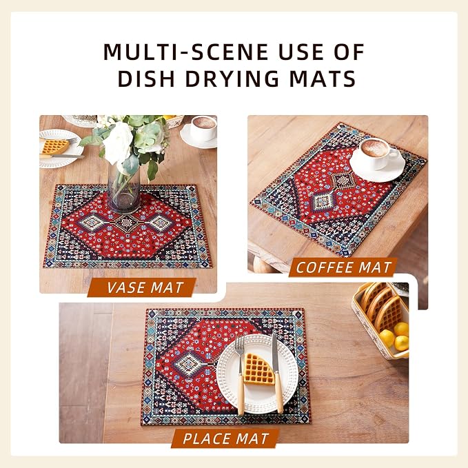 Dish Drying Mat Absorbent American Coffee Mat Rubber Backed Soft Silicone - Image 6