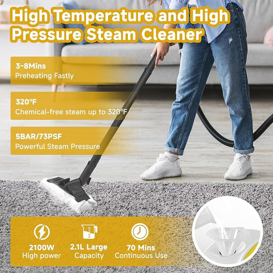 Steam Cleaner, 3 Minutes Fast Heating,for Floors, Grout and Cars - Image 2