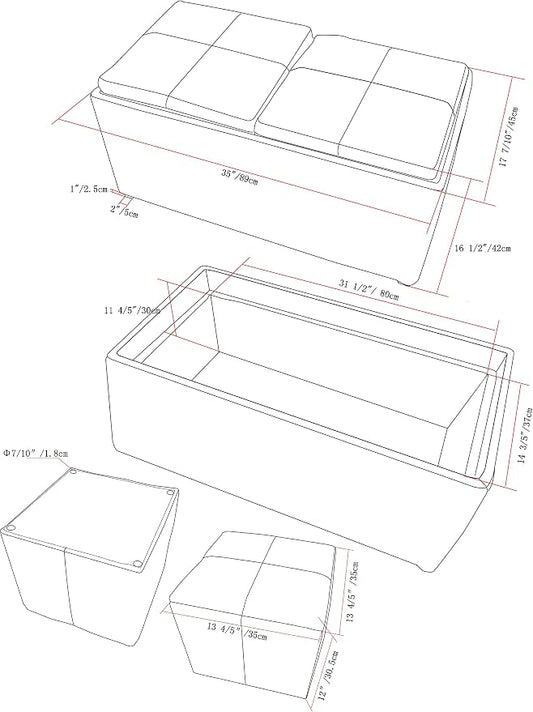 SIMPLIHOME Avalon 35 inch Wide Contemporary Rectangle 5 Pc Storage Ottoman in - Image 2