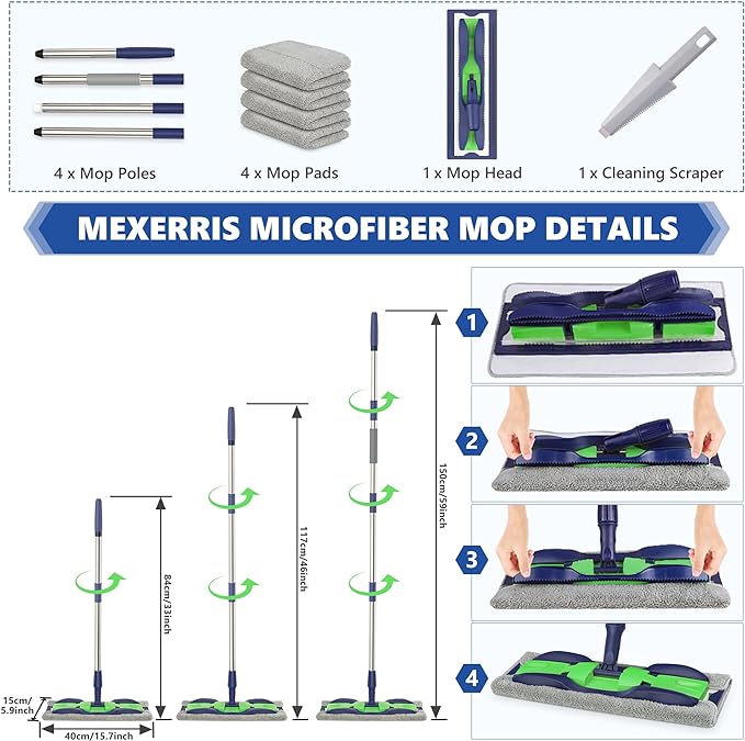 Microfiber Mops for Hardwood Floor Cleaning: MEXERRIS Flat Floor Mop - Image 5