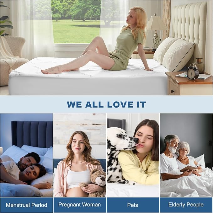 Waterproof Full Size Mattress Protector, Mattress Pad Fitted 6-15" Deep Pocket - Image 7