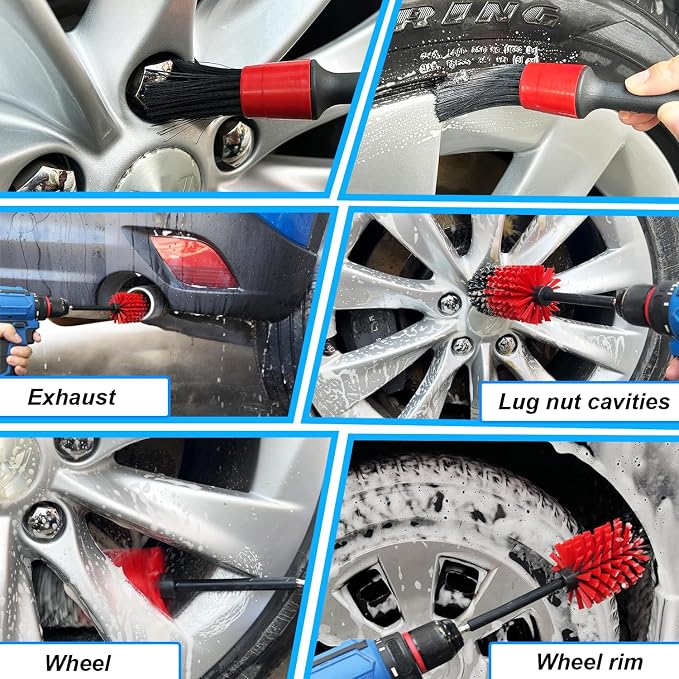 Wheel Brush Kit, Soft Drill Wheel Cleaner Brush, No Scratches Highly Dense Car - Image 7