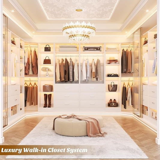 Corner Closet System with 6 Drawers, Closet Organizer System with 14 Shelves & - Image 2
