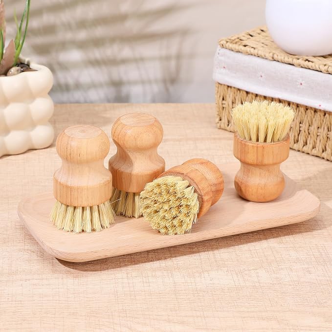 6 Pack Wood Dish Brush Set, Wood Scrub Brush - Image 7