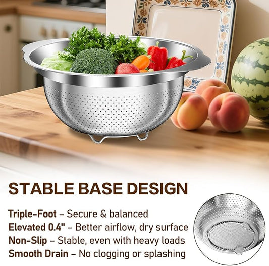 Colander, Strainer Bowl, Stainless Steel Colander, Rice Washing Bowl, Pasta - Image 2