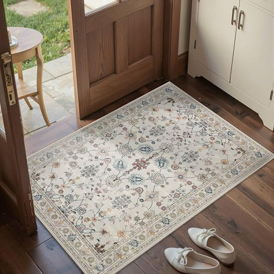 Door Mat Floral Entryway Rug, Washable Samll 2x3 Rug, Boho Front Door Mat - Image 2