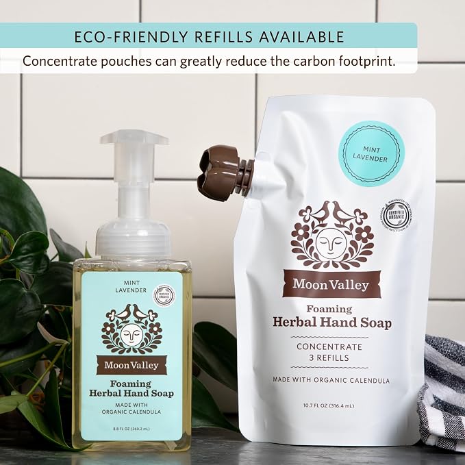 Moon Valley Herbal Foaming Hand Soap, Mint Lavender Two Pack, Recyclable Bottle - Image 6