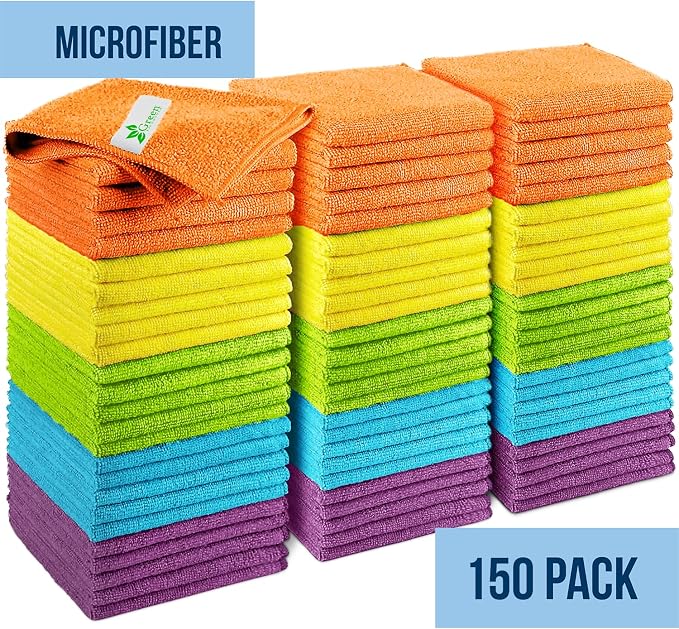 GREEN LIFESTYLE Chamois Cloth, Microfiber Cleaning Cloth 150 Pack, Borderless - Image 7