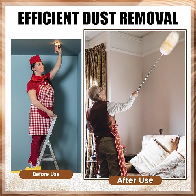 Remerry Lambswool Cleaning Duster Extendable Feather Duster 30-96 Inch - Image 7