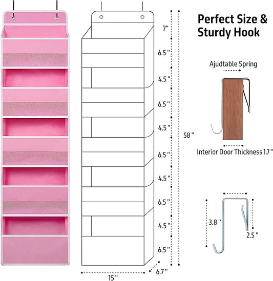 Over Door Organizer with 5 Large Pockets, Heavy Duty Hanging Organizer Storage - Image 2
