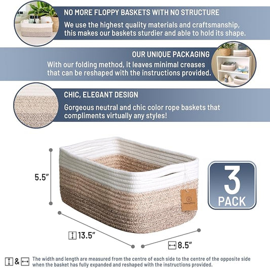 NaturalCozy 13.5”x8.5”x5.5” Storage Baskets - Image 2