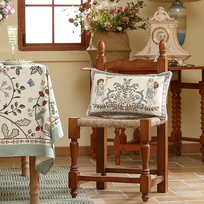 Throw Pillow Covers,Green Cozy Velvet Farmhouse with Angles and Floral Pattern Pillowcases,Decoration Lumbar Pillows Cushion Covers for Couch Sofa Bed Car Chair,12"x20"