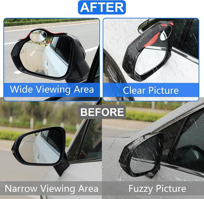 LivTee Blind Spot Mirror with Side Mirror Rain Guard, HD Glass Frameless Convex - Image 7