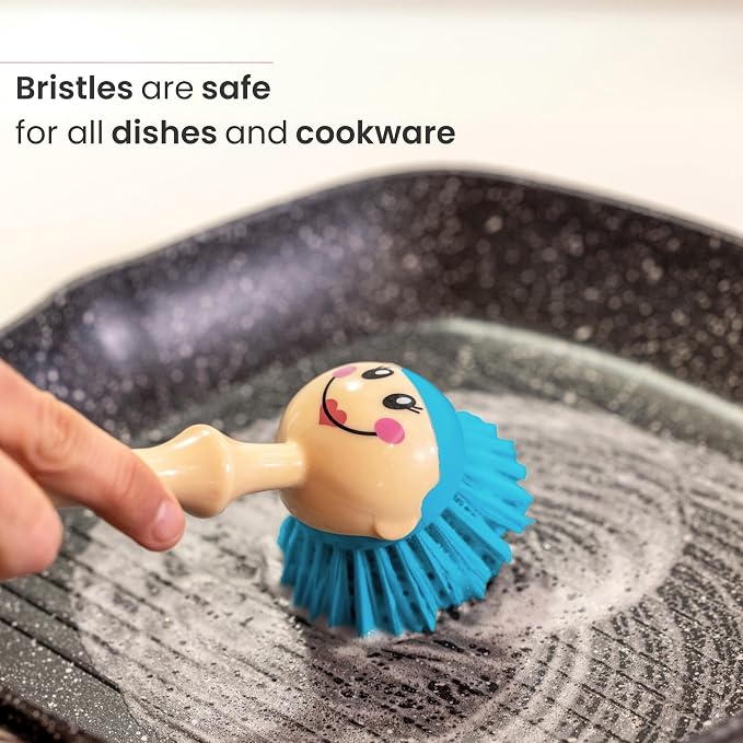Vigar Dolls Dish Brush with Ergonomic Handle and Dress-Shaped Brush Holder - Image 7