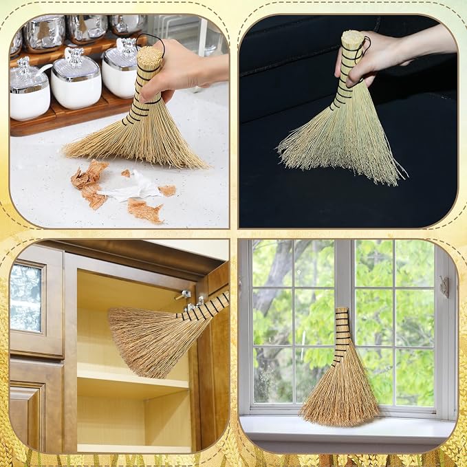 Suclain 2 Pcs Small Corn Whisk Brush Broom 100% Handmade 12 Inch Handheld Brush - Image 7
