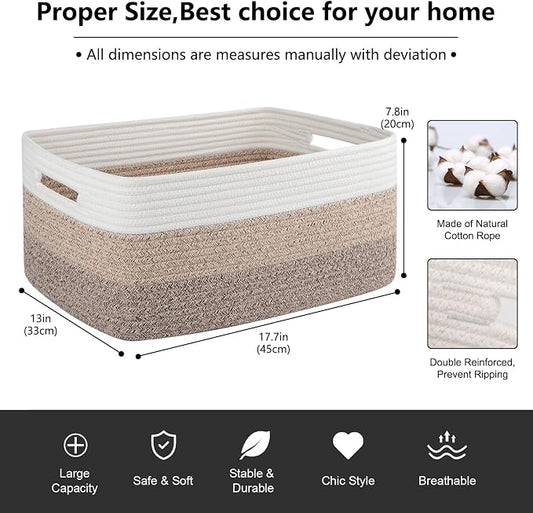 Large Storage Basket for Organizing, Woven Rope Basket for Shelves, Closet - Image 2