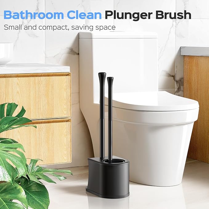 HAMITOR Toilet Plunger and Brush Set: 2 in 1 Stainless Steel Combo - Image 7